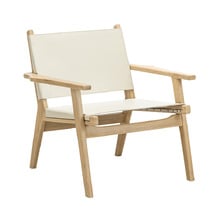 Lavell Cowhide Leather & Teak Wood Armchair